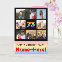 73. Geburtstag: Fun Rainbow #, Custom Fotos + Name