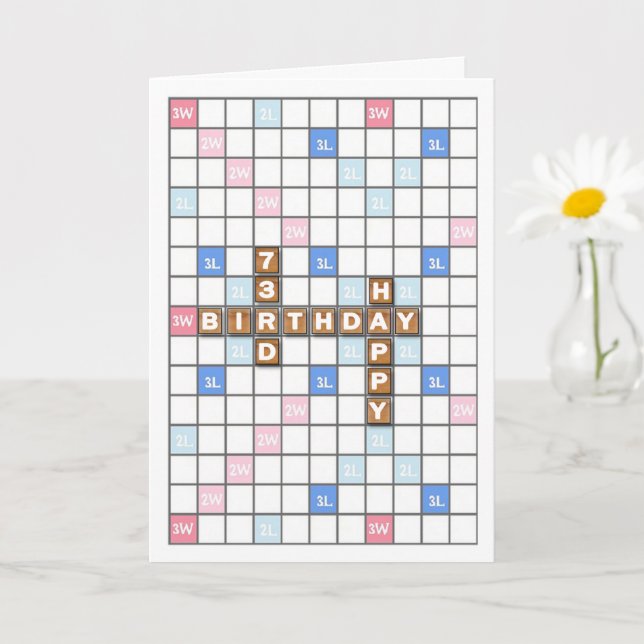 73. Geburtstag, Word Game Board Karte (Kleine Pflanze)