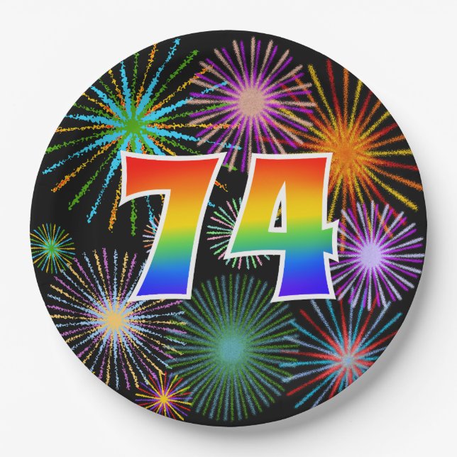 74. Event - Spaß, farbenfroh, kühl, Regenbogen 74 Pappteller (Vorderseite)