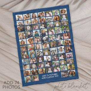 74 Foto-Collage-Raster - Benutzerdefinierter Text Fleecedecke