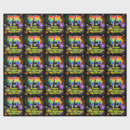 74. Geburtstag: Fun Fireworks, Rainbow Look # "74" Geschenkpapier