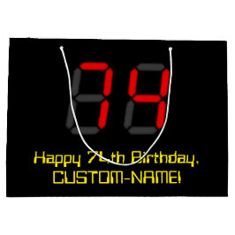 74. Geburtstag: Red Digital Clock Style "74" + Nam Große Geschenktüte