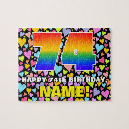 74. Geburtstag — Spaß, Liebende Herzformen + "74"