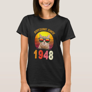 74. Geburtstag Vintage-Katze Großartig seit 1948 T-Shirt