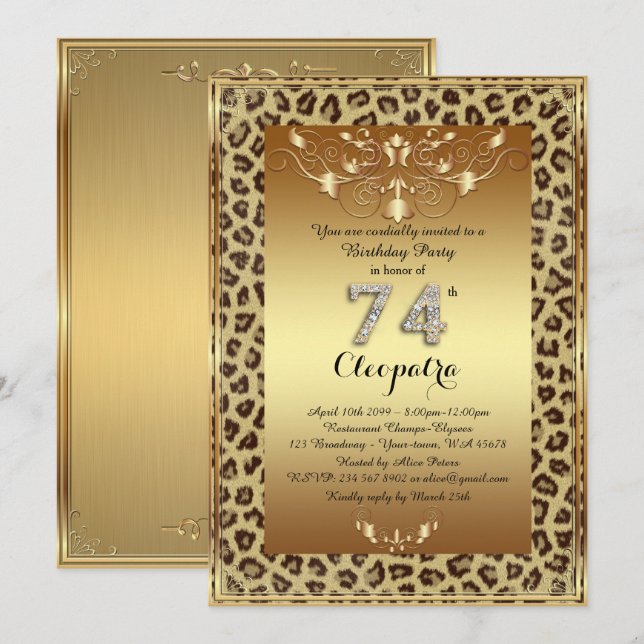 74., Geburtstags-Party 74., königliches Einladung (Vorne/Hinten)