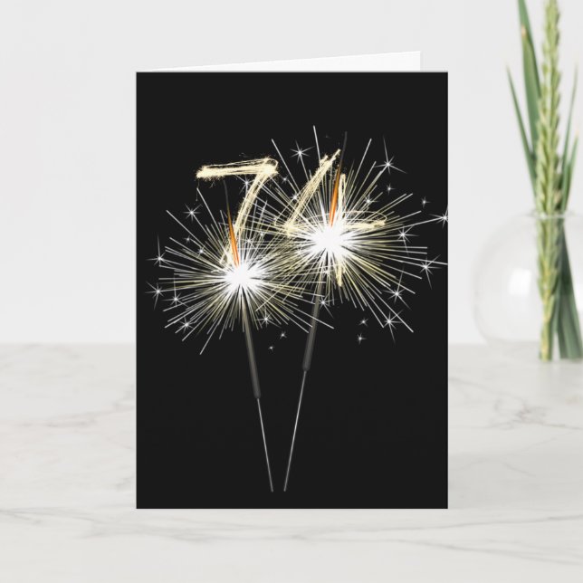 74. Geburtstagsparkler auf Black Card Karte (Vorderseite)