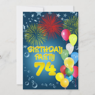 74. Geburtstagsparty Einladung mit Ballons