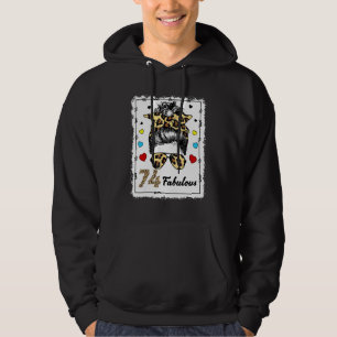 74 Jahre alt Fabulous Messy Bun Leopard 1948 Gebur Hoodie
