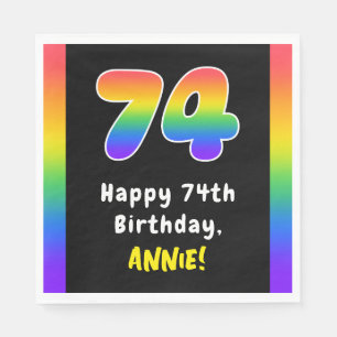 74th Birthday: Rainbow Spectrum # 74, Custom Name Serviette