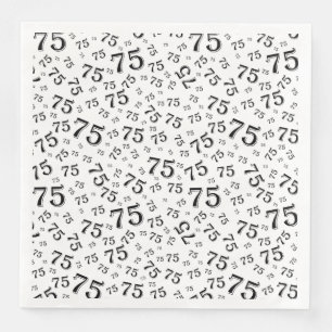 75. Alters-Zufallszahlenmuster Schwarz/Weiß Serviette