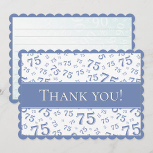 75 "Danke!" Blau/Weiß Zahlenmuster Dankeskarte