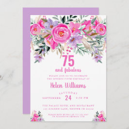 75 et fabuleuse invitation rose 75e anniversaire