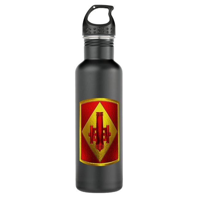 75. Field Artillery Brigade "Taut Lanyards" Edelstahlflasche (Vorderseite)