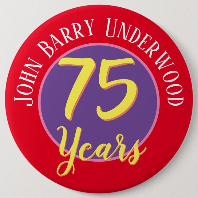 75. Geburtstag Abzeichen zu personalisieren. Button (Vorderseite)
