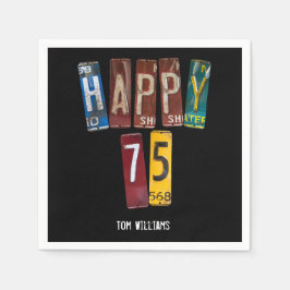 75. Geburtstag alter Nummernschild Serviette