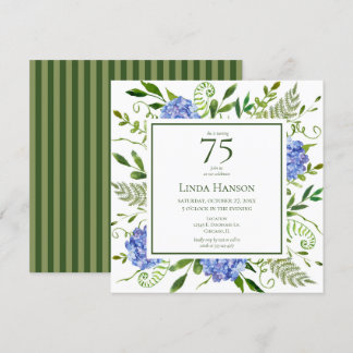75. Geburtstag Blue Hydrangeas Einladung