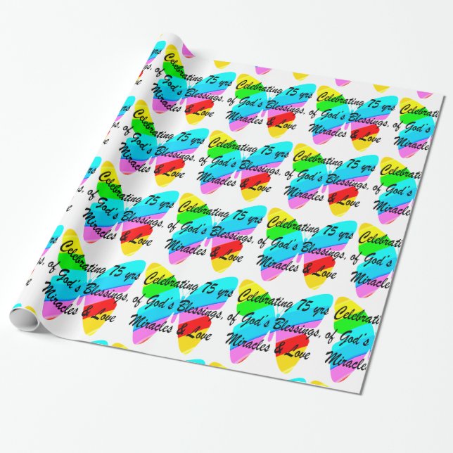 75. GEBURTSTAG BUTTERFLY PERSONALISIERTES DESIGN GESCHENKPAPIER (Ungerollt)