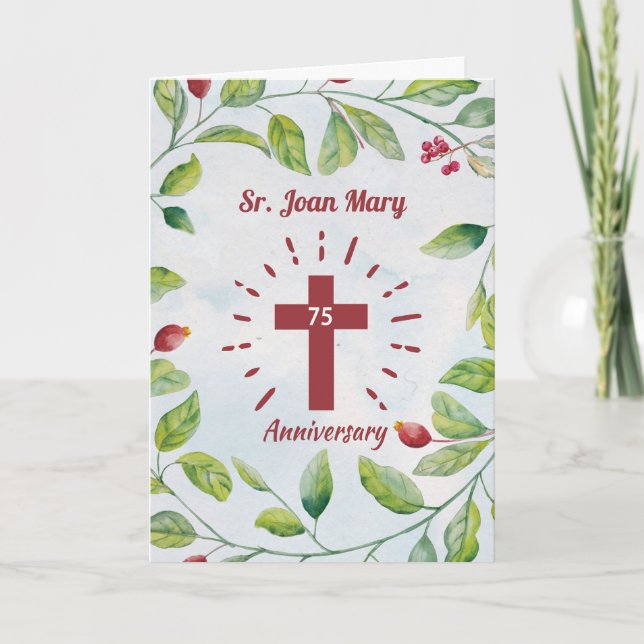 75. Geburtstag des Nun Cross in Wreath Karte (Vorderseite)