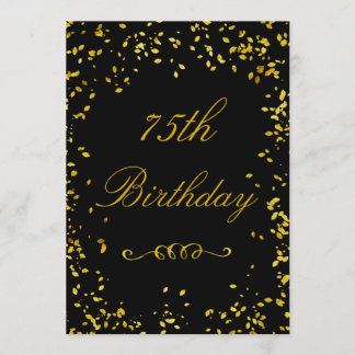 75. Geburtstag Glamour Gold Confetti Einladung
