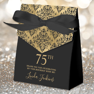 75. Geburtstag Gold Damast Dankeschön  Geschenkschachtel