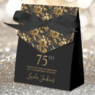 75. Geburtstag Gold Floral Dankeschön  Geschenkschachtel