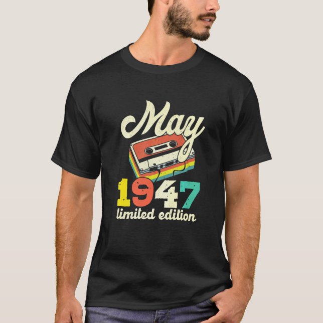 75. Geburtstag Mai 1947 Vintage Kassette T-Shirt (Vorderseite)