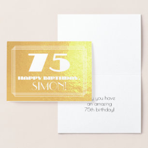 75. Geburtstag: Name + Art Deco Inspiriert Look "7 Folienkarte
