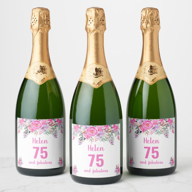 75. Geburtstag rosa Blüte (Flaschen)