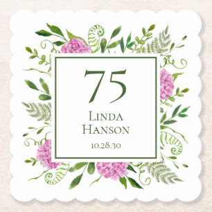75. Geburtstag Rosa Hortensien Untersetzer