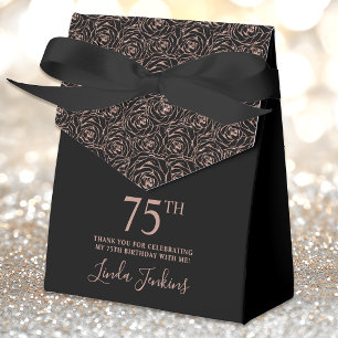 75. Geburtstag Rose Gold Glitter Rosen Danke  Geschenkschachtel