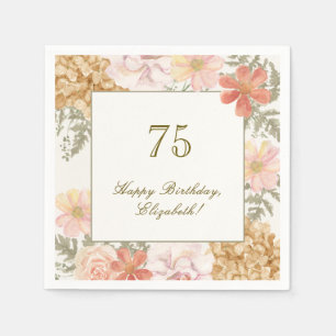 75. Geburtstag Serviette Herbstfarben Floral Elfen