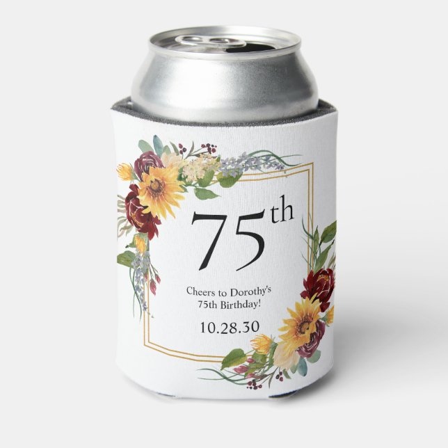 75. Geburtstag Sonnenblumen Dosenkühler (Kanne Rückseite)