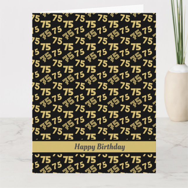 75. Geburtstags-Gold-Zahlenmuster Karte (Vorderseite)