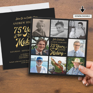 75. Geburtstagsfoto Collage 75 Jahre in der Herste Einladung