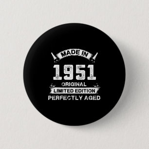 75. Geburtstagsgeschenk Für Legenden Geboren 1951 Button