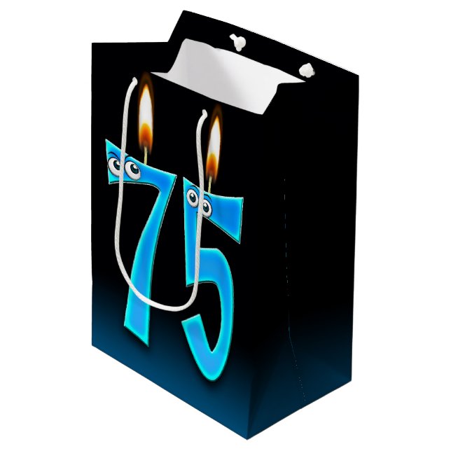 75. Geburtstagskandale Mittlere Geschenktasche Mittlere Geschenktüte (Vorderseite Schrägansicht)
