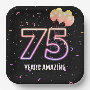 75. Geburtstagsparty Balloons und Confetti Pappteller