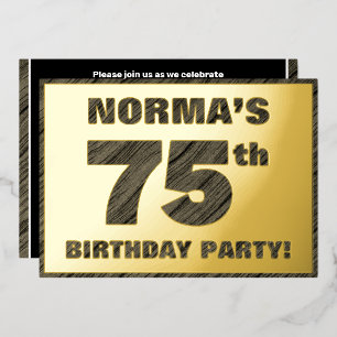 75. Geburtstagsparty — Bold, Imitate Holzkörner Te Folieneinladung