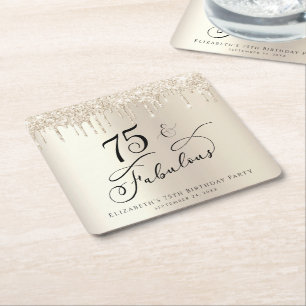 75. Geburtstagsparty Glitzer Gold Rechteckiger Pappuntersetzer
