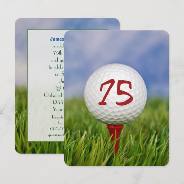 75. Geburtstagsparty Golf Thema Einladung (Vorne/Hinten)