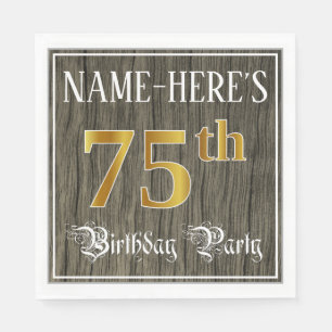 75. Geburtstagsparty - Imitate Gold & Imitate Wood Serviette