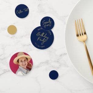 75. Geburtstagsparty mit 5 Gold & Navy Blue Konfetti