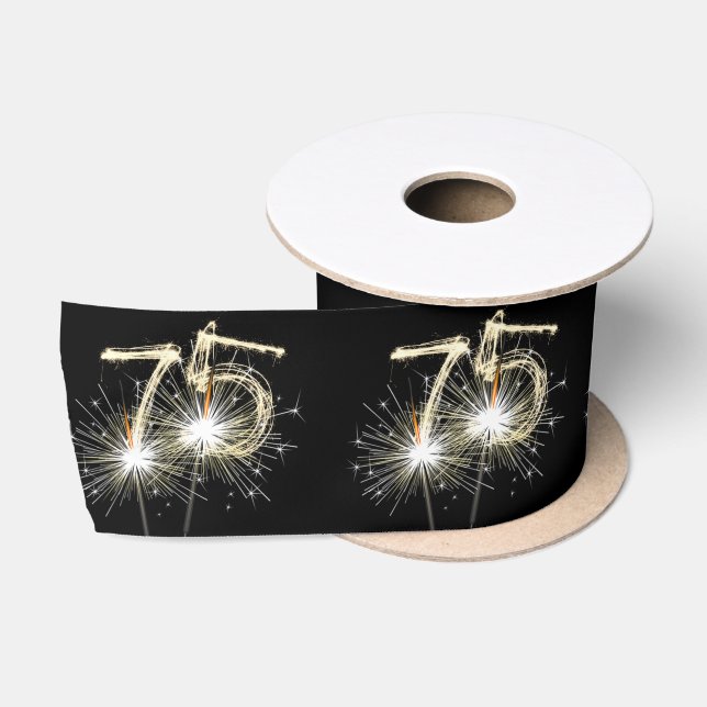 75. Geburtstagsparty Sparklers auf Black Satinband (Spule)