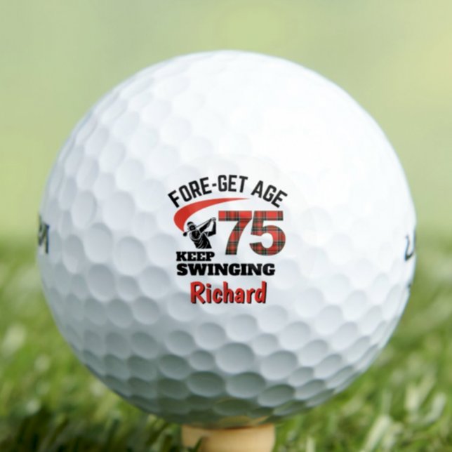 75. Geschenk für Co-Worker - 70 Jahre Red Kariert  Golfball (Von Creator hochgeladen)