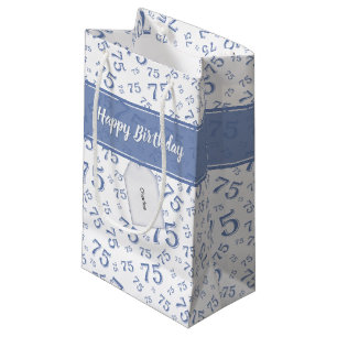 75. Happy Birthday Blue/White Number Pattern Kleine Geschenktüte