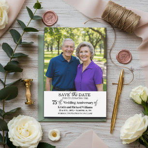 75. Hochzeitsjubiläum Save-the-Date-Foto Mitteilungskarte