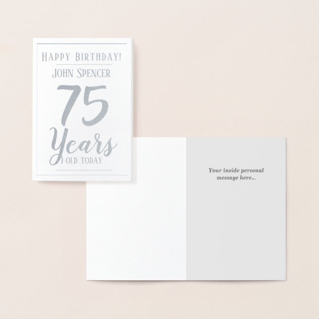 75 Jahre alt. Stilvolles Design. Folienkarte (Anzeige)