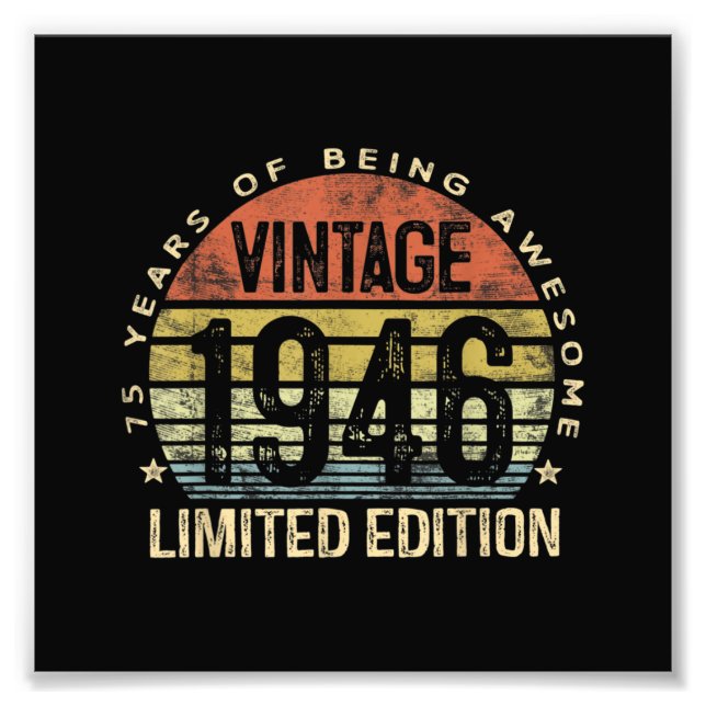 75 Jahre alte Geschenke Vintag 1946 Geburtstag Fotodruck (Vorne)