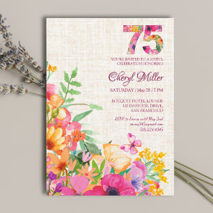 75 Jahre Blume Blumenhandtücher 75. Geburtstag Einladung