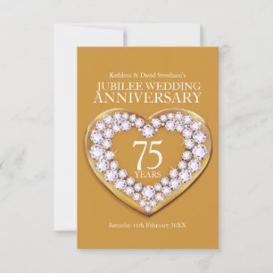 75. Jubiläum Hochzeitsjubiläum Herz Antwortkarte RSVP Karte